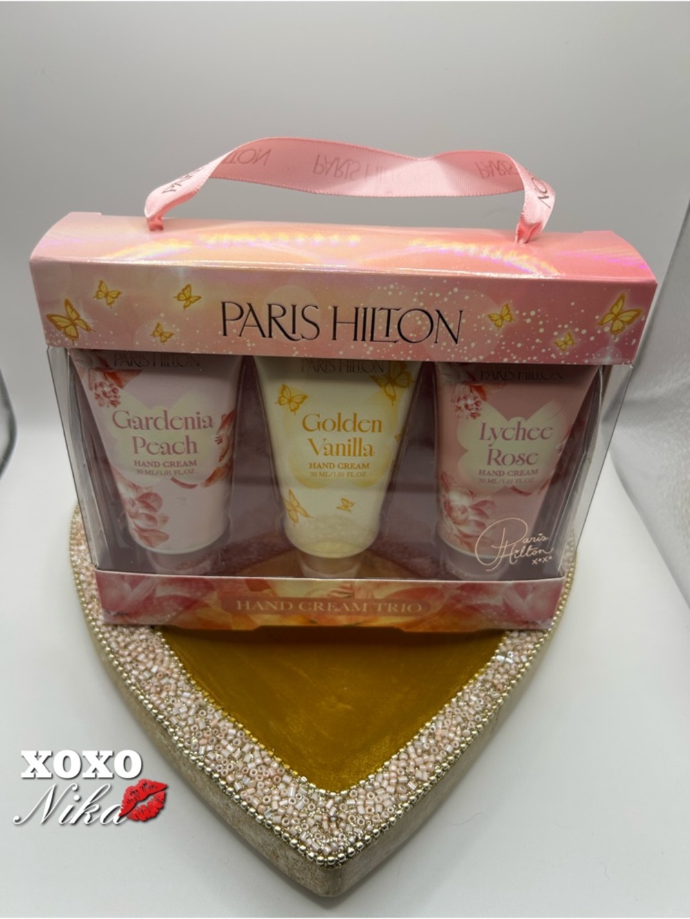 Paris Hilton Hand Cream Trio - Gardenia Peach, Golden Vanilla & Lychee Rose